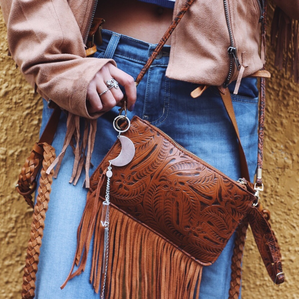 Free People Festival Fringe Leather Purse